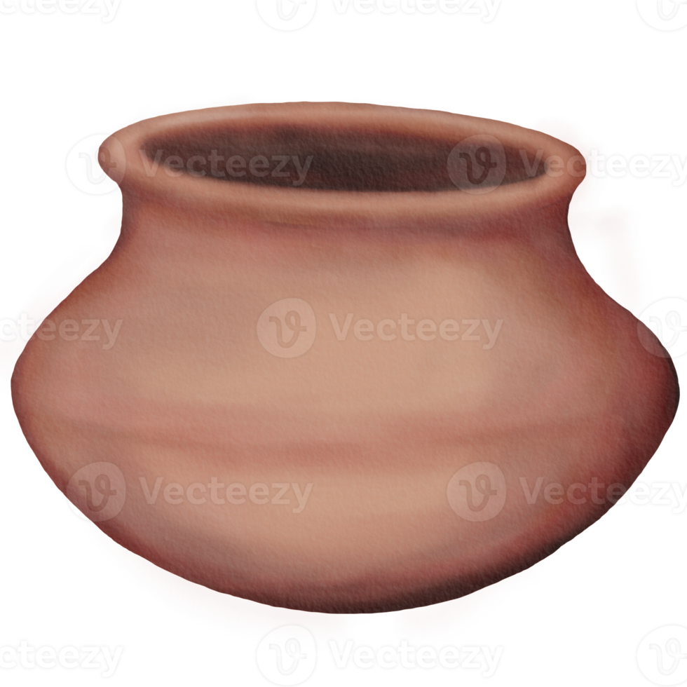 Illustration of Pottery in the Shape of a Master with a Large Mouth in Watercolor styles png