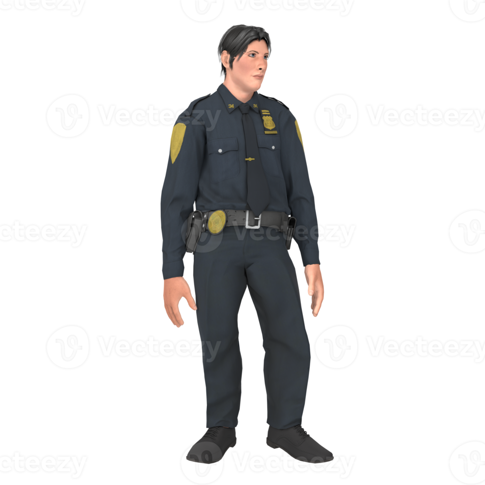 oficial de policía niño modelado 3d png