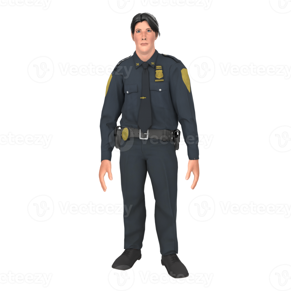 polis officer pojke 3d modellering png