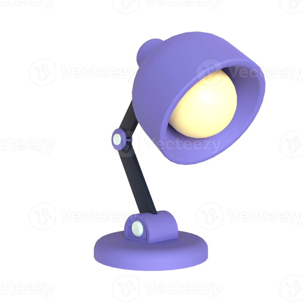 Desk lamp 3D rendering isolated on transparent background. Ui UX icon design web and app trend png