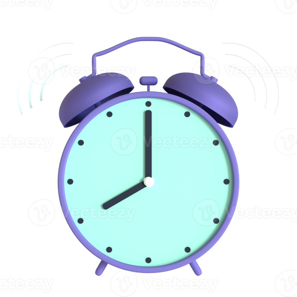 Alarm clock 3D rendering isolated on transparent background. Ui UX icon design web and app trend png