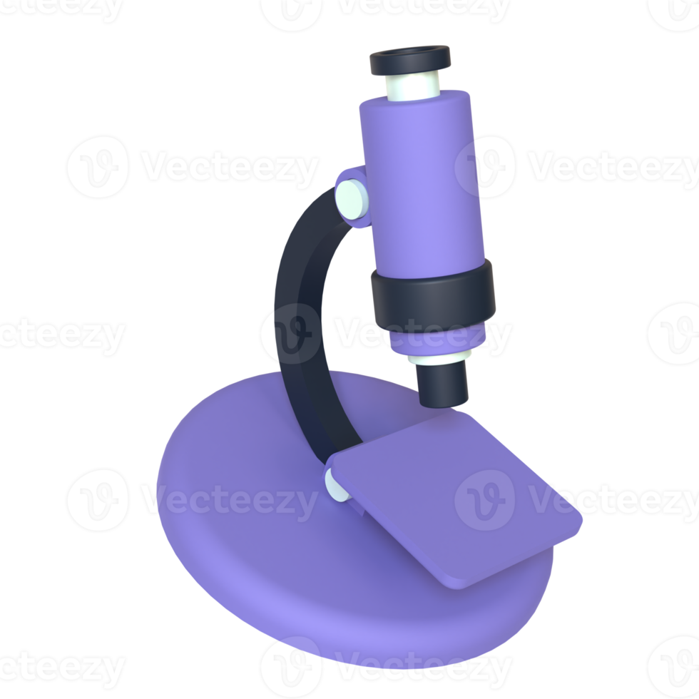 microscoop 3d renderen geïsoleerd Aan transparant achtergrond. ui ux icoon ontwerp web en app neiging png