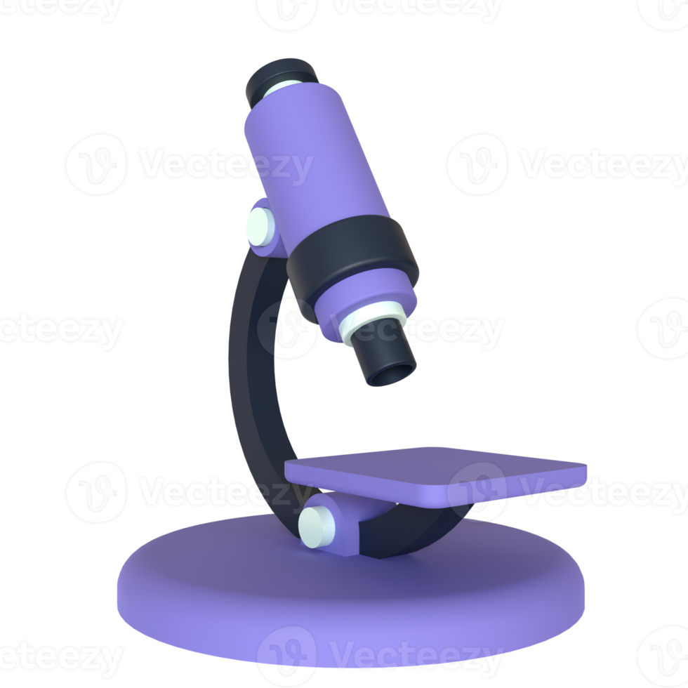 Microscope 3D rendering isolated on transparent background. Ui UX icon design web and app trend png