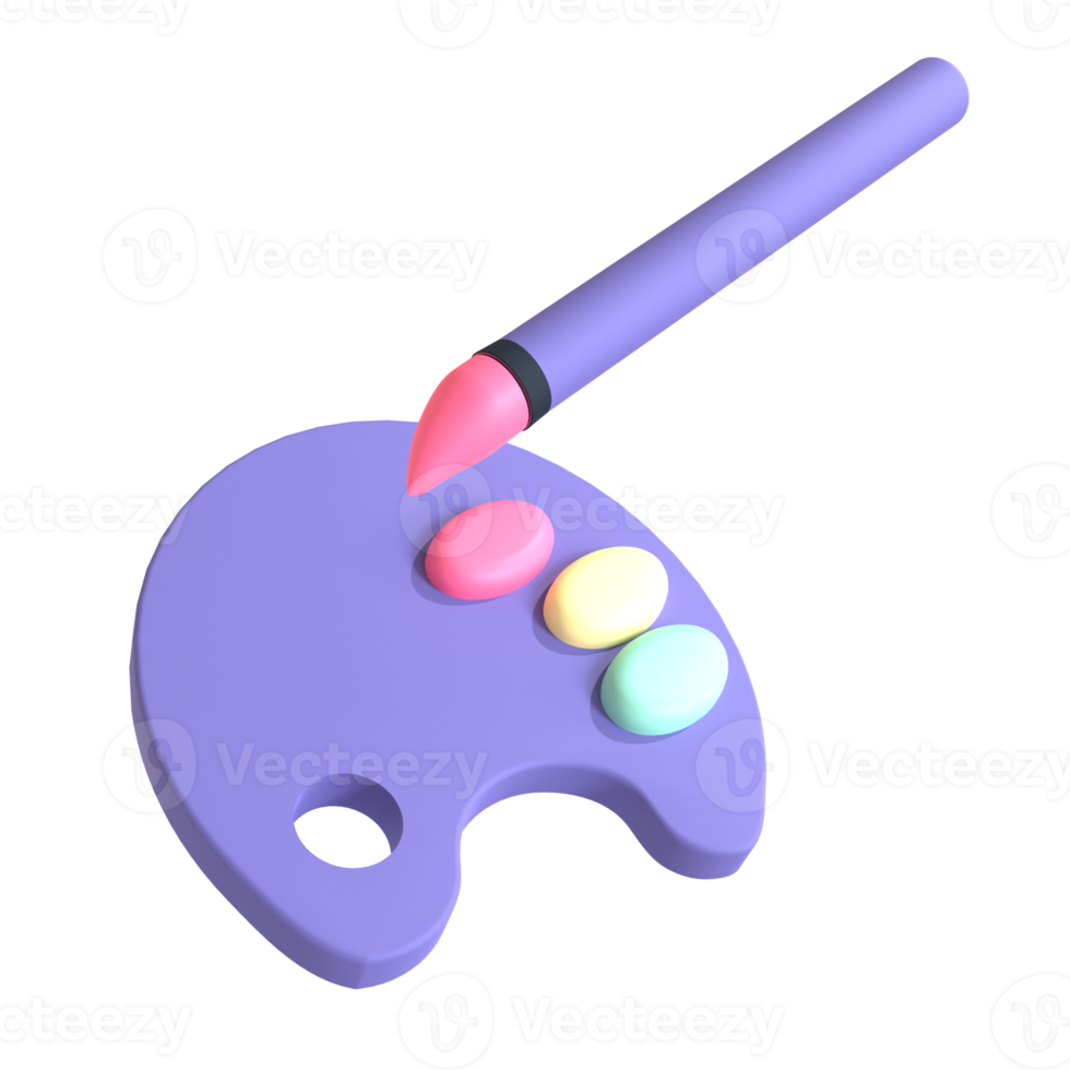 Color palette 3D rendering isolated on transparent background. Ui UX icon design web and app trend png
