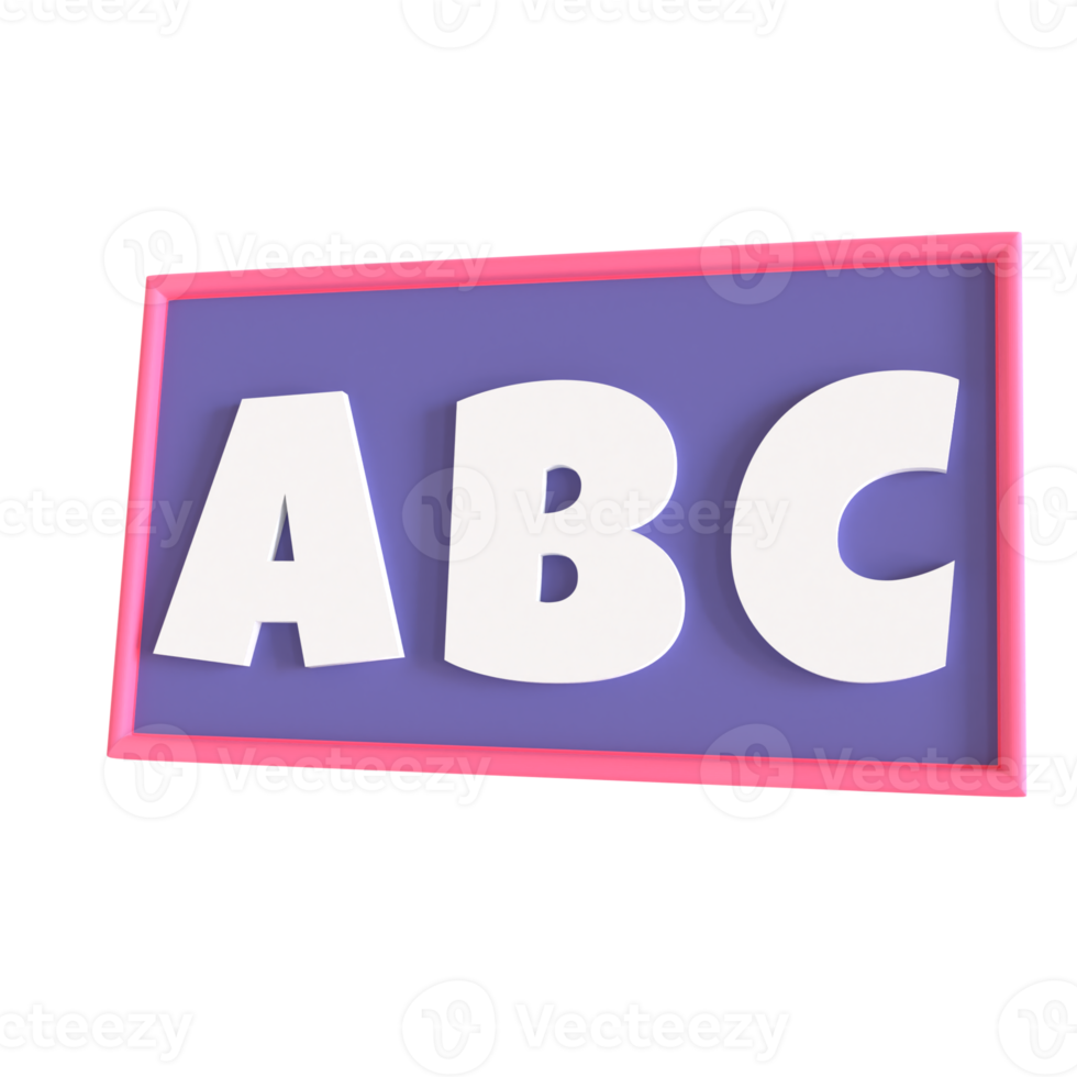 School chalkboard 3D rendering isolated on transparent background. Ui UX icon design web and app trend png