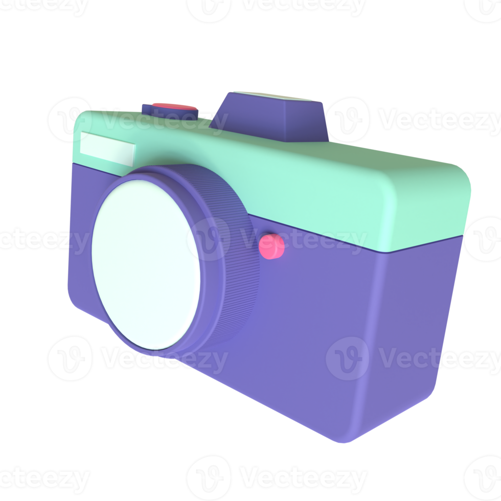 Camera 3D rendering isolated on transparent background. Ui UX icon design web and app trend png