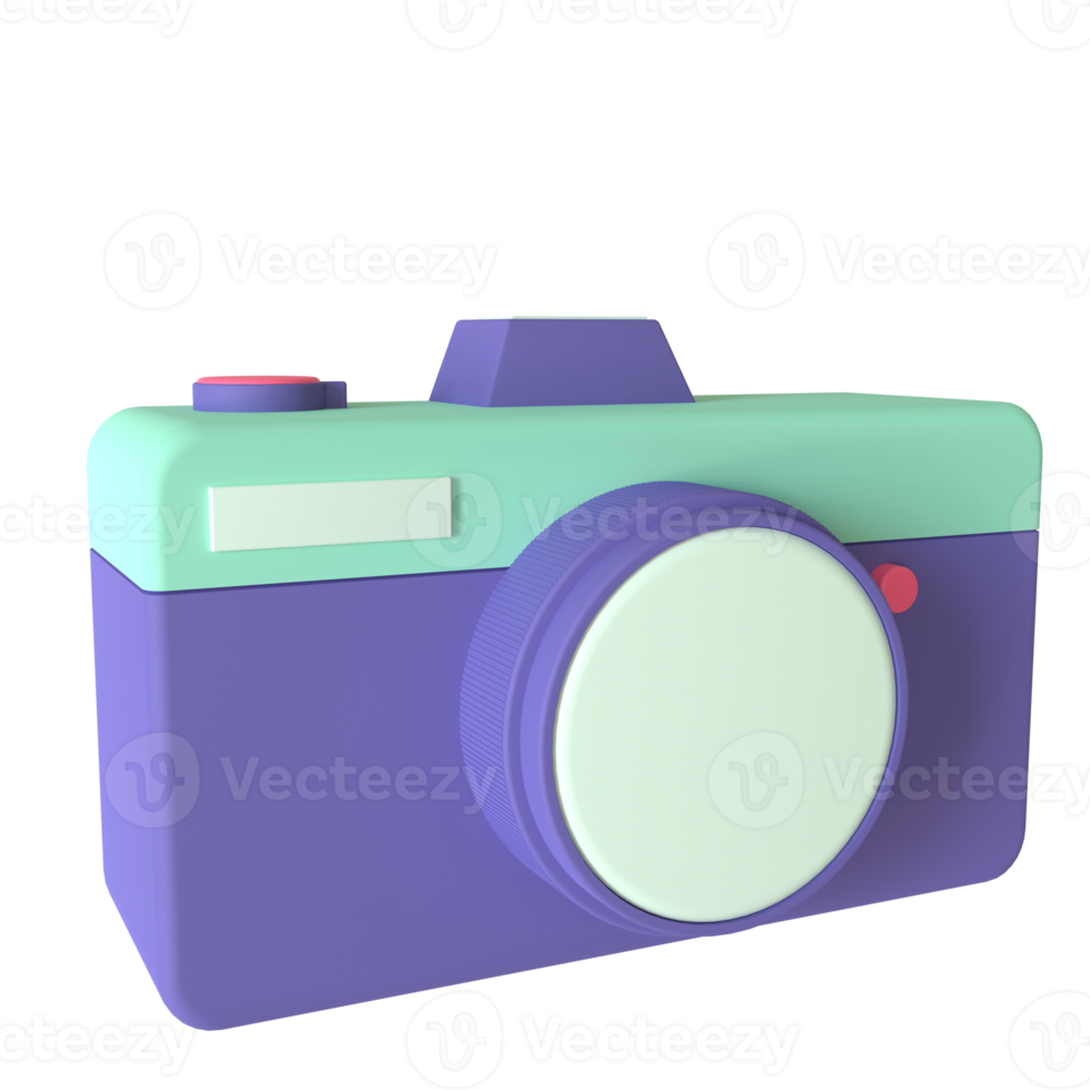Camera 3D rendering isolated on transparent background. Ui UX icon design web and app trend png