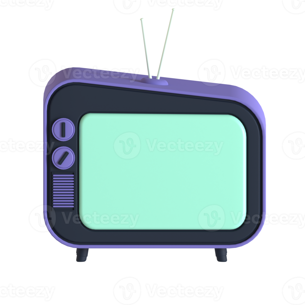 retrò televisione 3d interpretazione isolato su trasparente sfondo. ui UX icona design ragnatela e App tendenza png