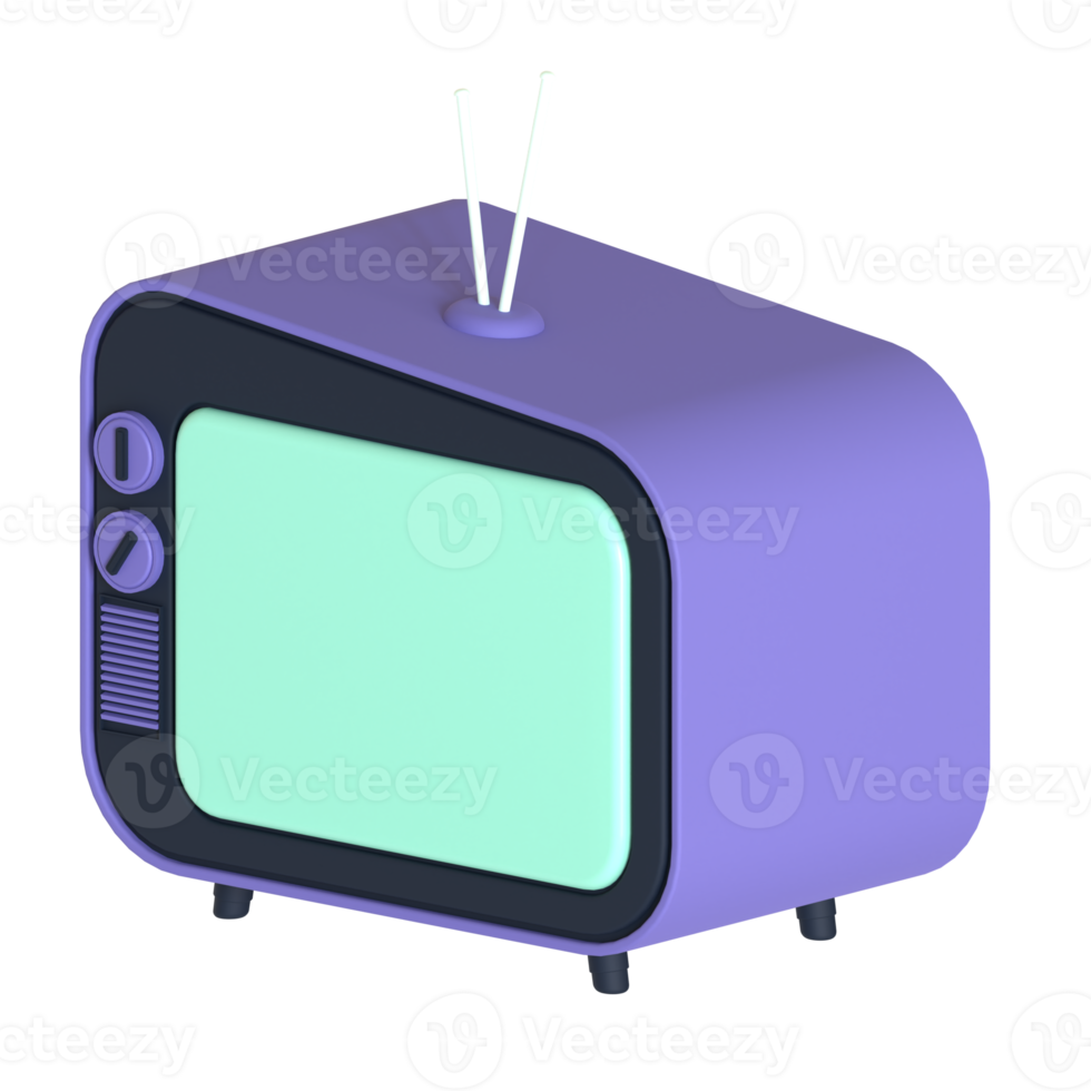 retro televisie 3d renderen geïsoleerd Aan transparant achtergrond. ui ux icoon ontwerp web en app neiging png