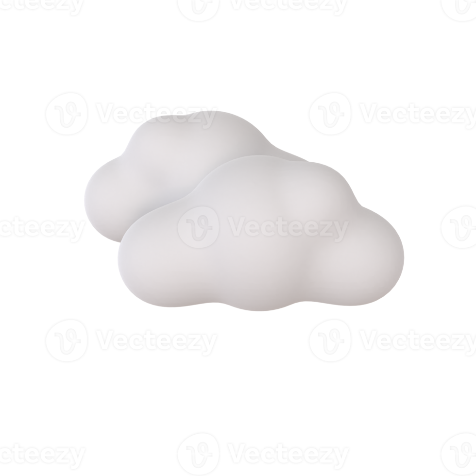 Cloudy weather 3D rendering isolated on transparent background. Ui UX icon design web and app trend png
