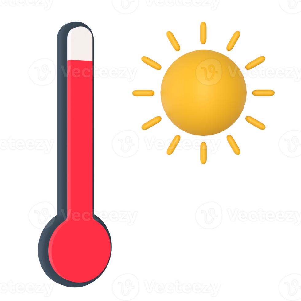 Hot temperature condition 3D rendering isolated on transparent background. Ui UX icon design web and app trend png