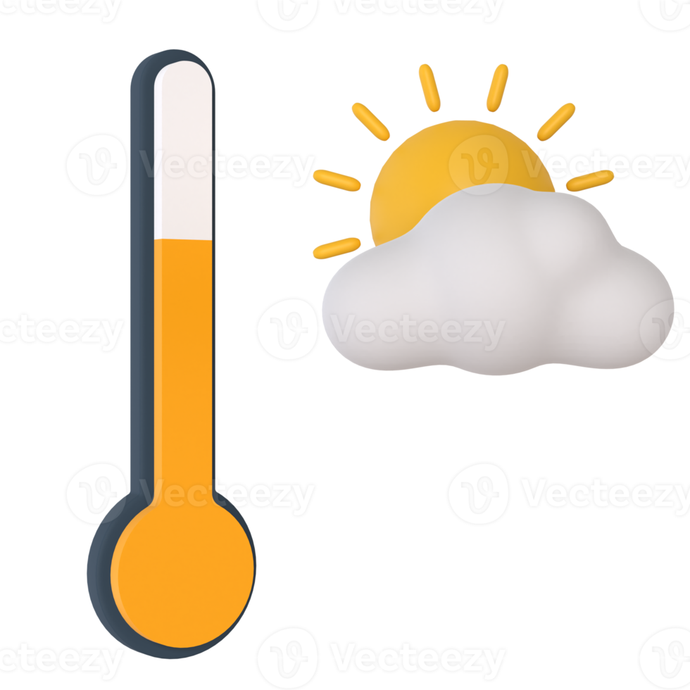 Warm temperature condition 3D rendering isolated on transparent background. Ui UX icon design web and app trend png