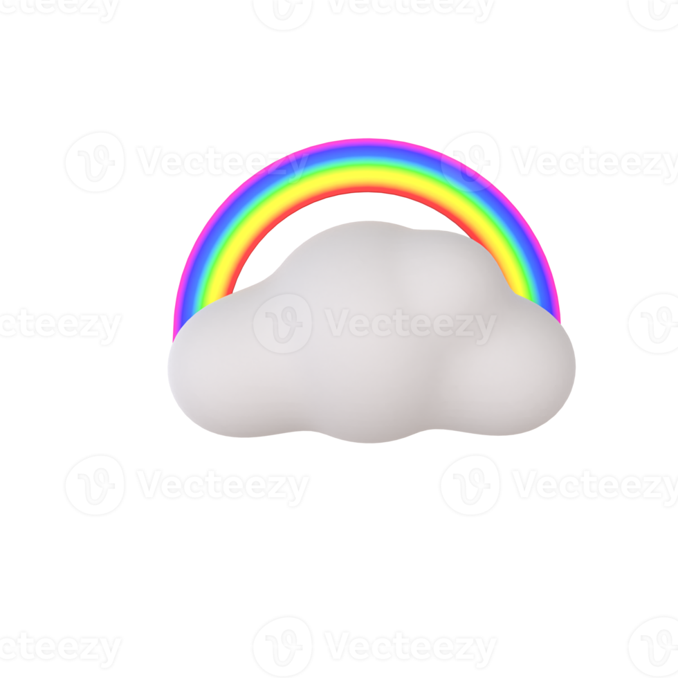 Rainbow 3D rendering isolated on transparent background. Ui UX icon design web and app trend png