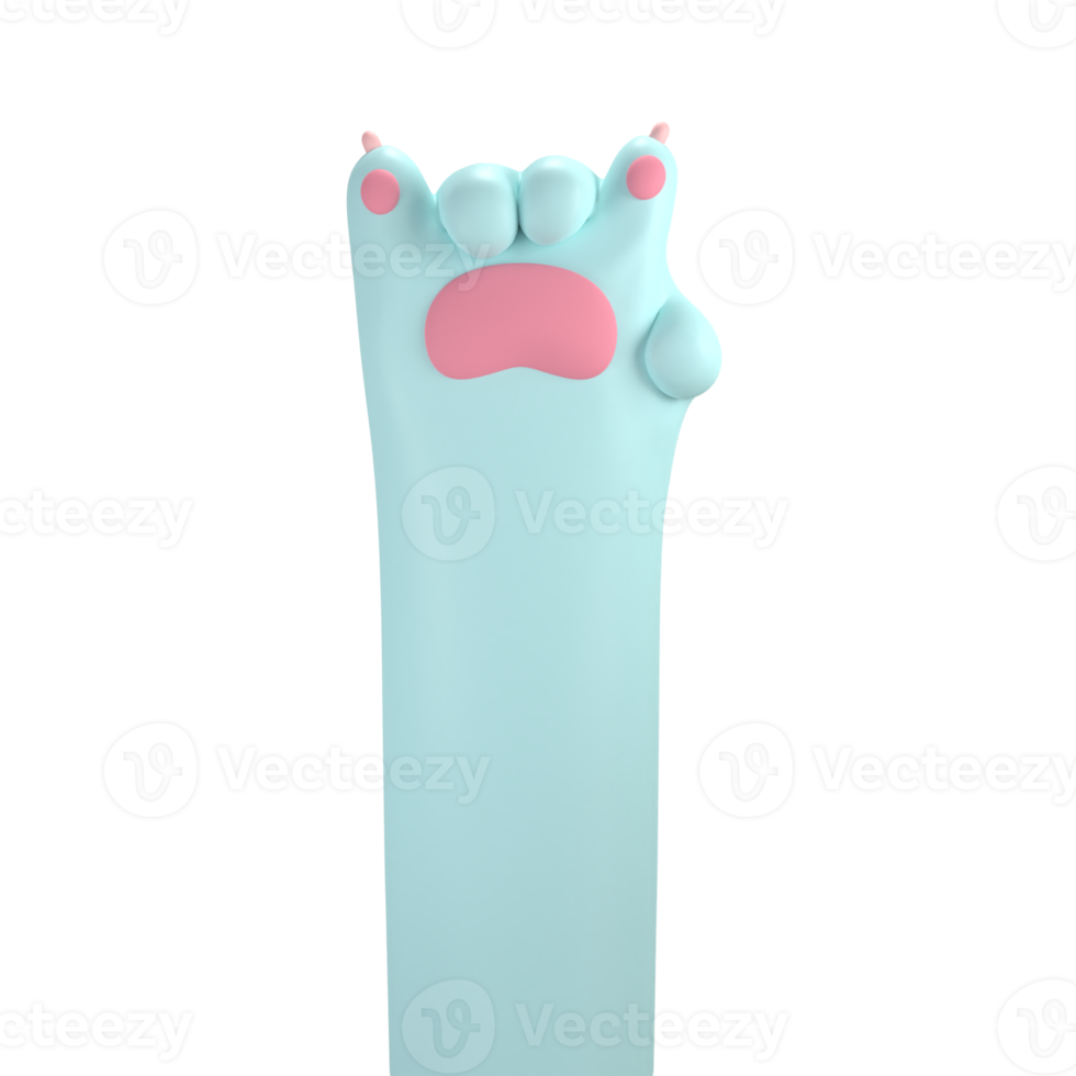 Pet paw sign. cat hand. Rock. 3D rendering on transparent background png