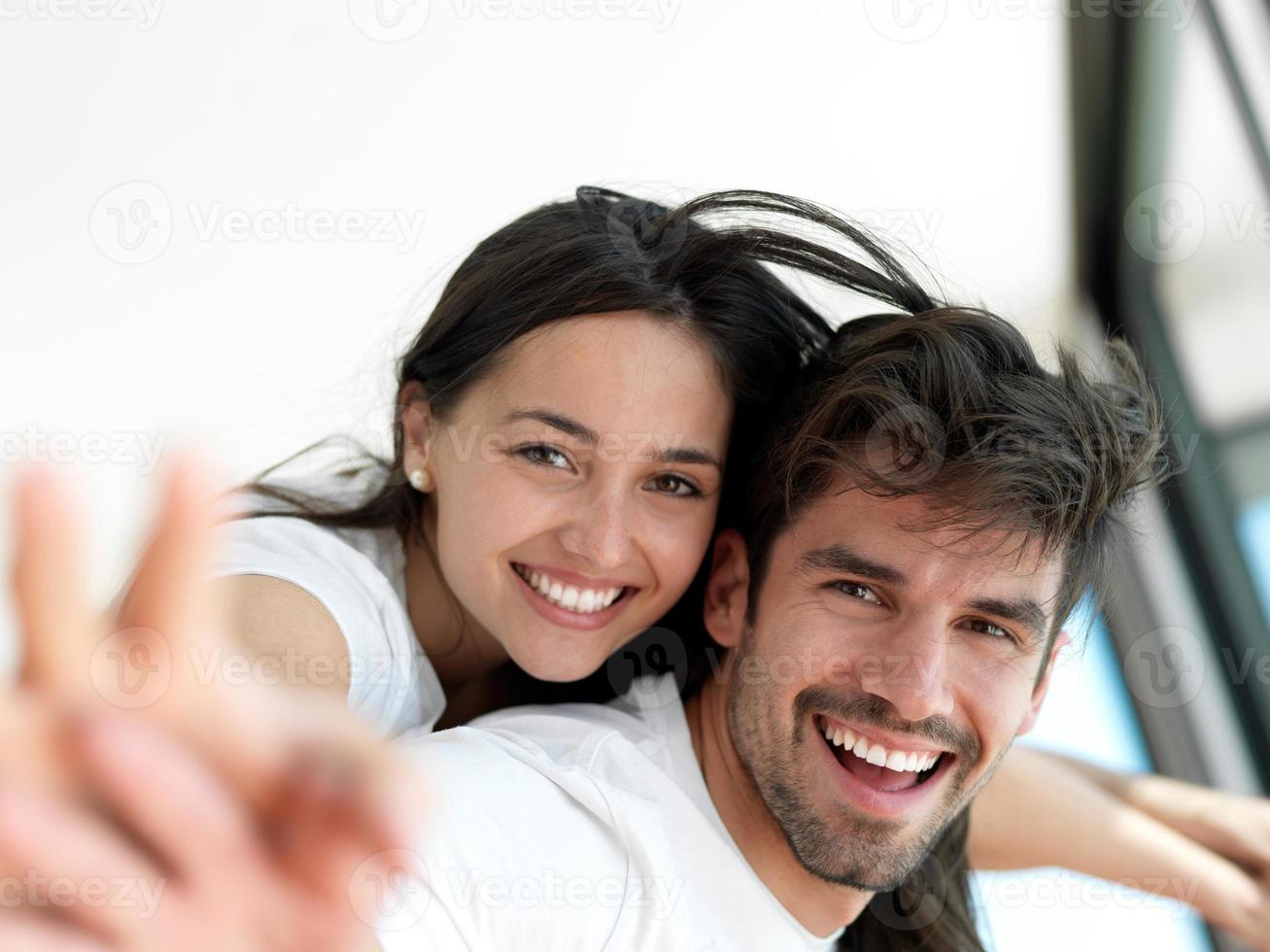 relaxed young couple at home photo