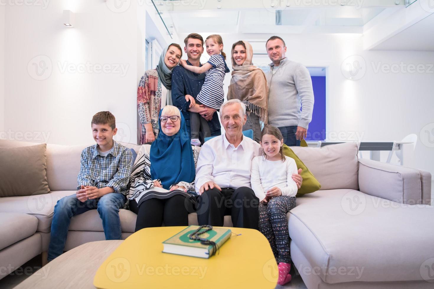 portrait of happy modern muslim family photo