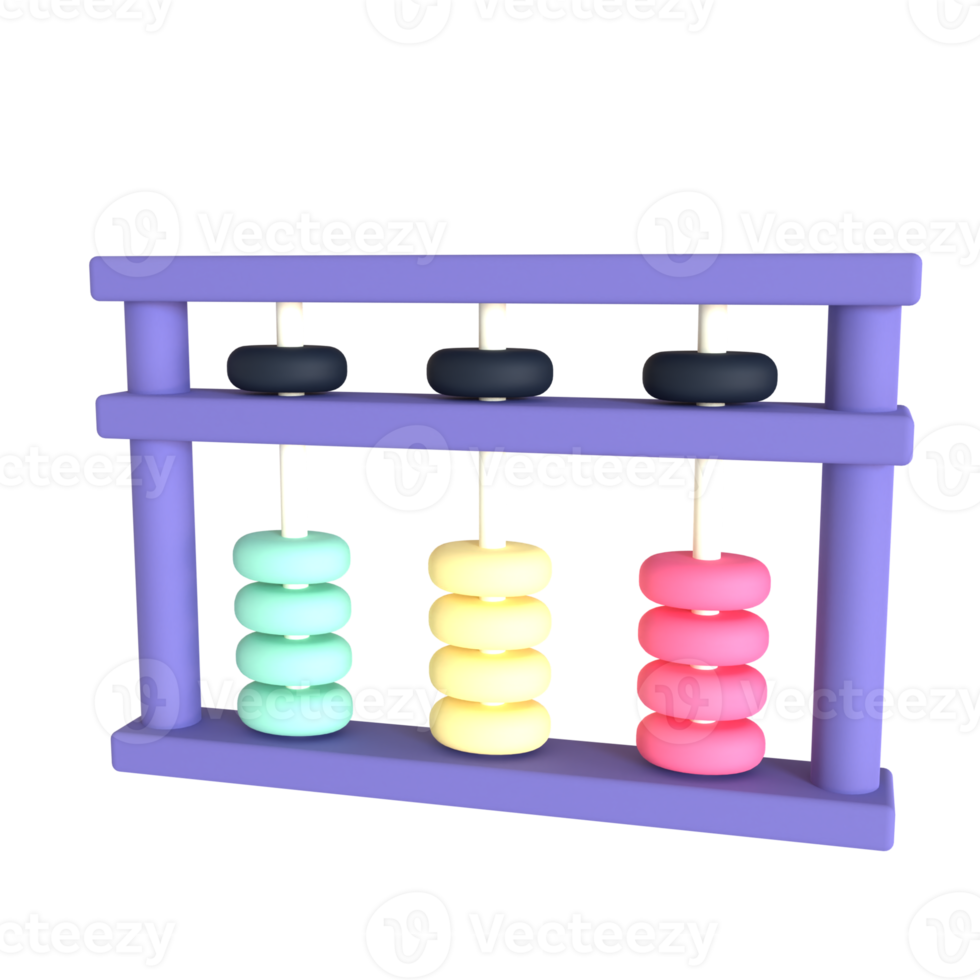 Abacus 3D rendering isolated on transparent background. Ui UX icon design web and app trend png