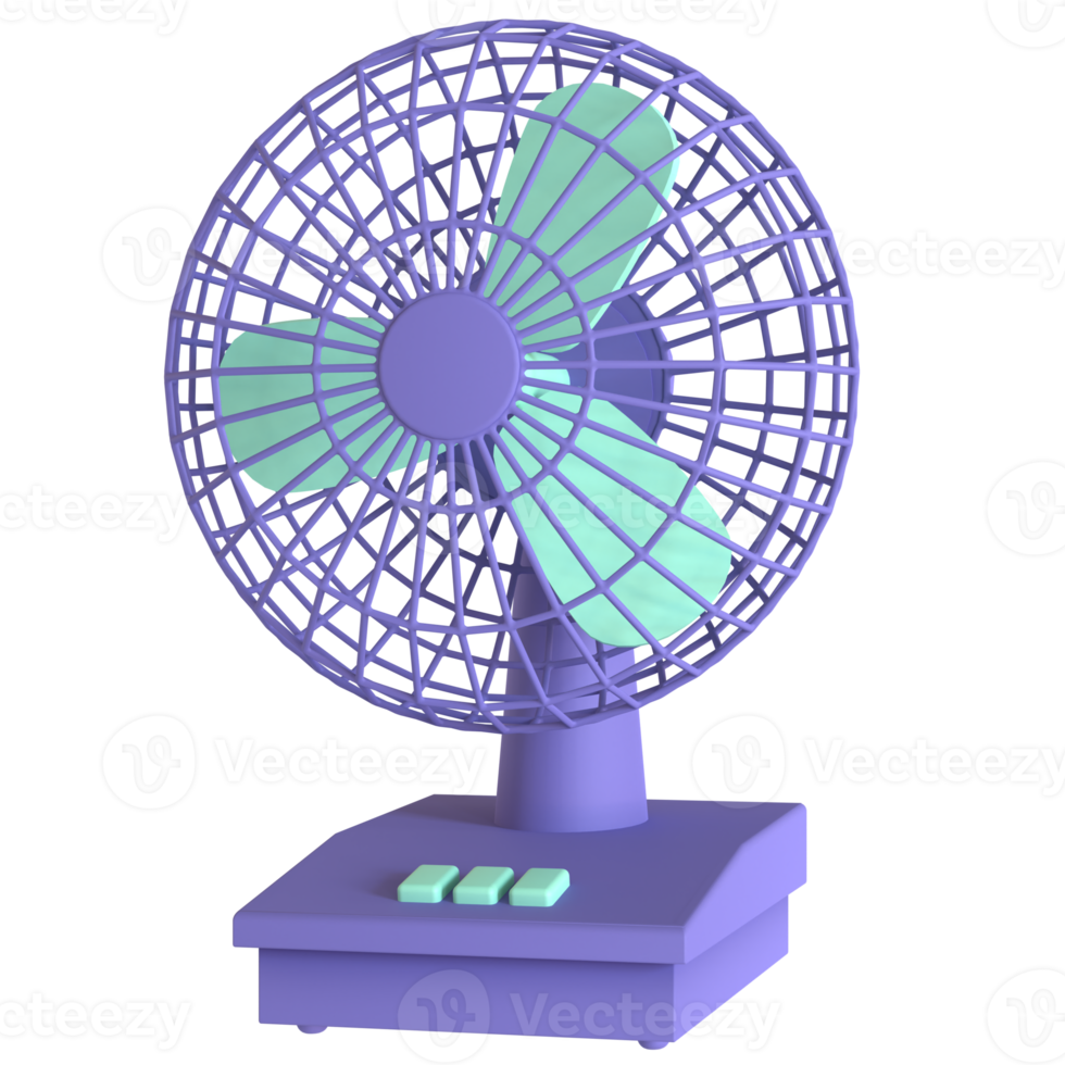 renderização em 3d de ventilador de mesa isolada em fundo transparente. ui ux icon design web e tendência de aplicativos png