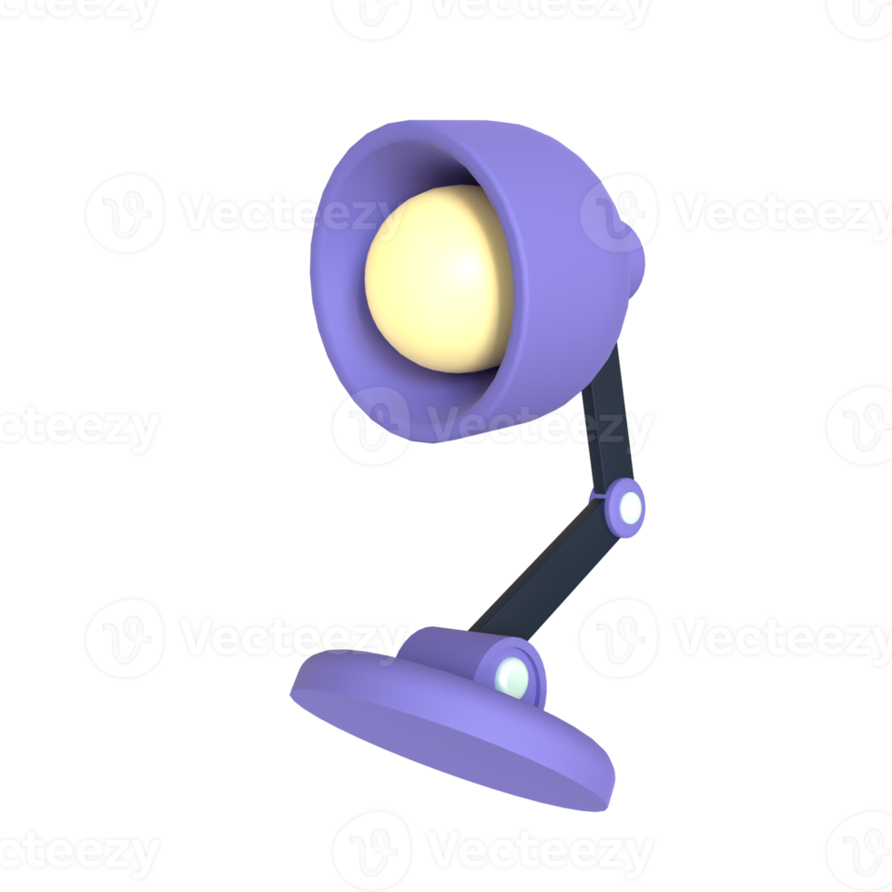 Desk lamp 3D rendering isolated on transparent background. Ui UX icon design web and app trend png