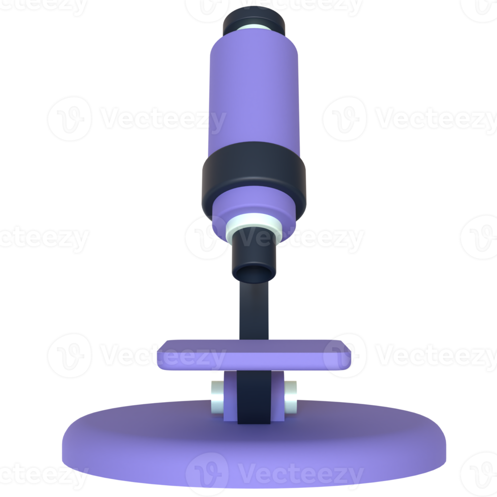 Microscope 3D rendering isolated on transparent background. Ui UX icon design web and app trend png