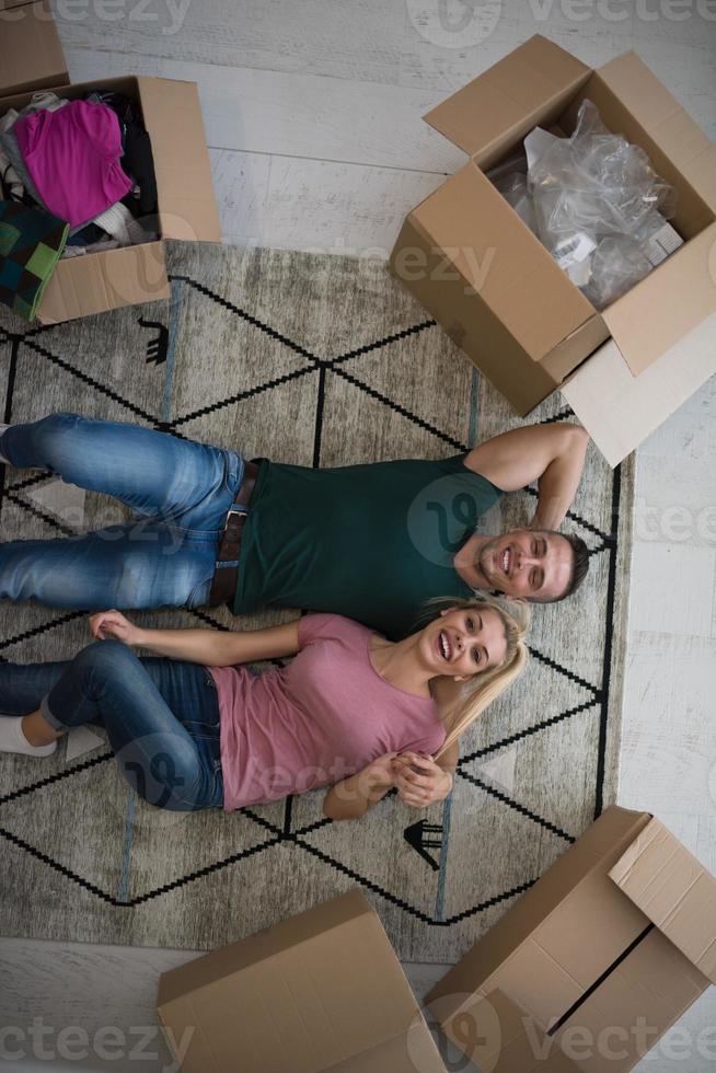 Top view of attractive young couple photo