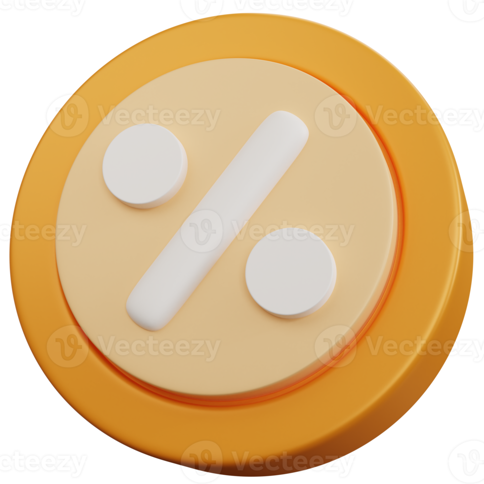 3d rendering yellow percent tag isolated png