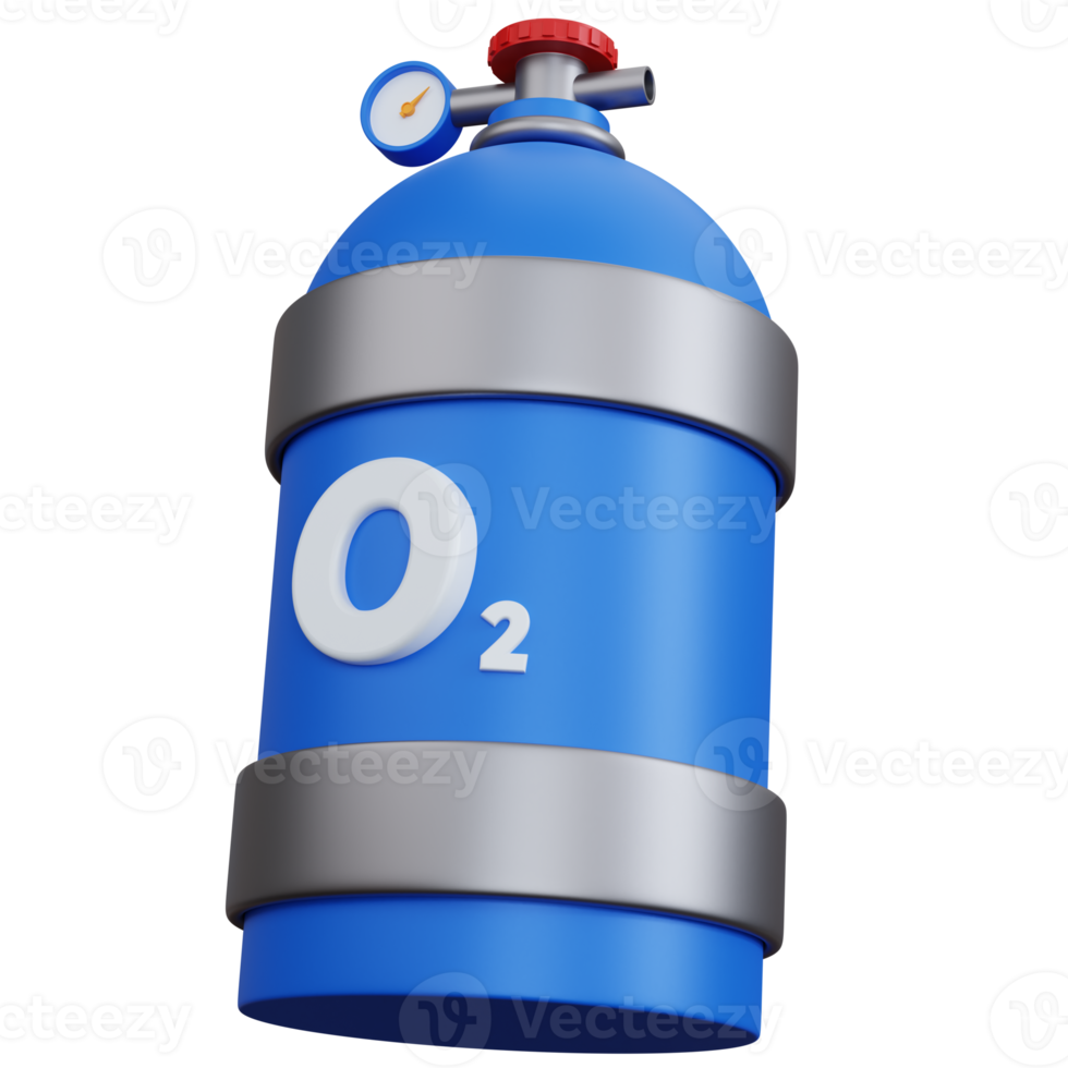 3d tolkning blå syre cylinder isolerat png