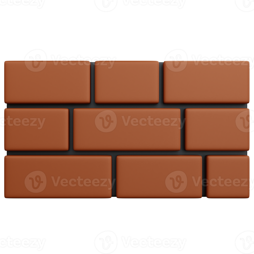 parede de tijolo marrom de renderização 3D isolada png