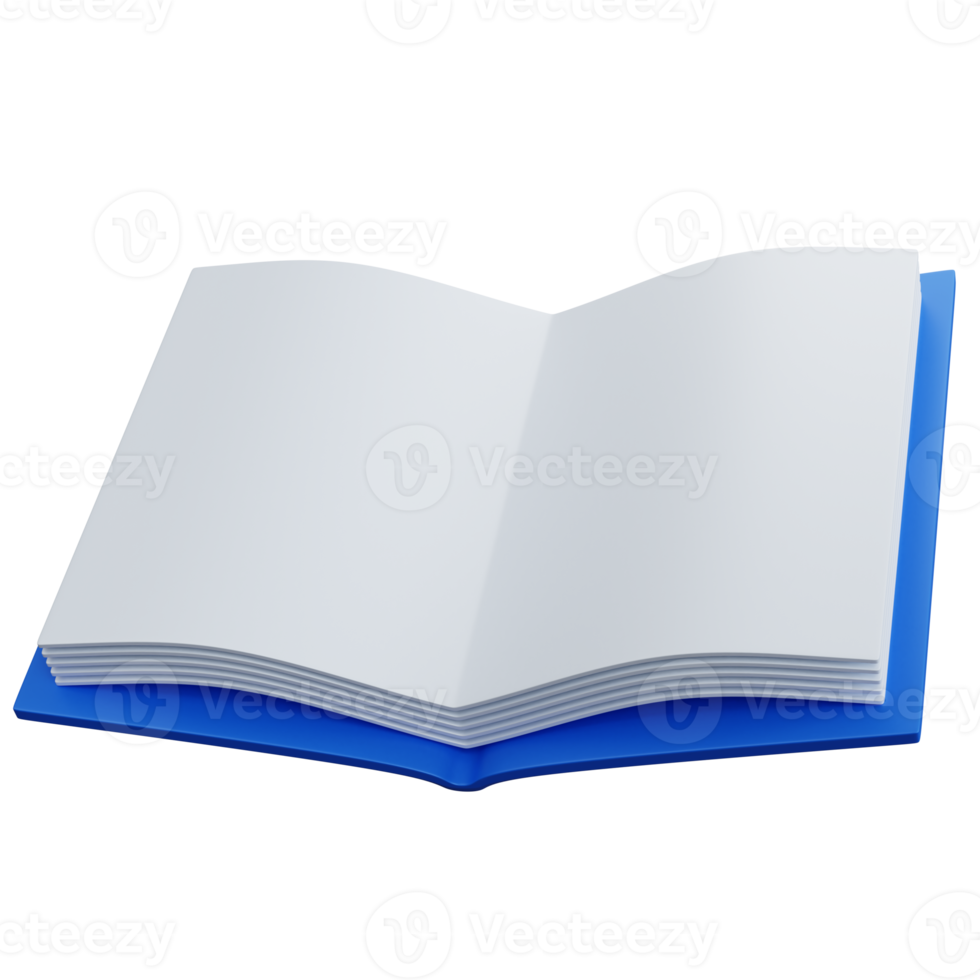 3d rendering empty open book isolated png