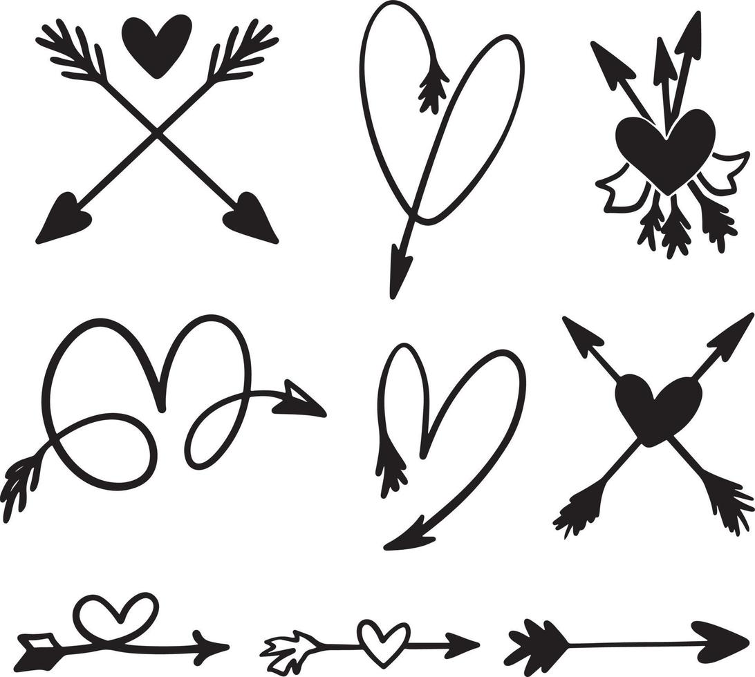 Heart Arrow Doodle Illustration vector