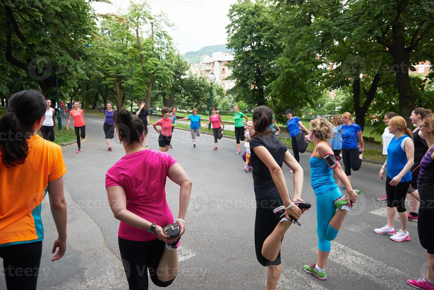 jogging people group stretching photo