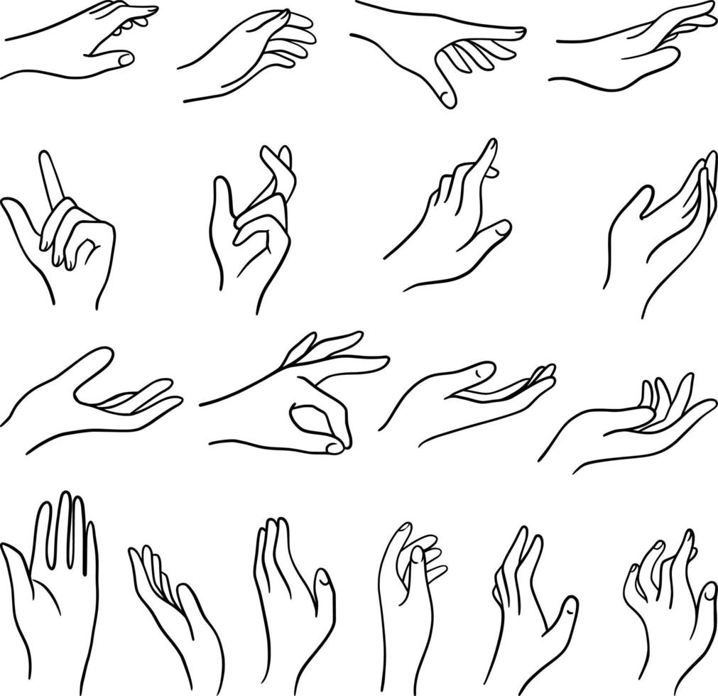 ilustración de línea de gesto de mano vector