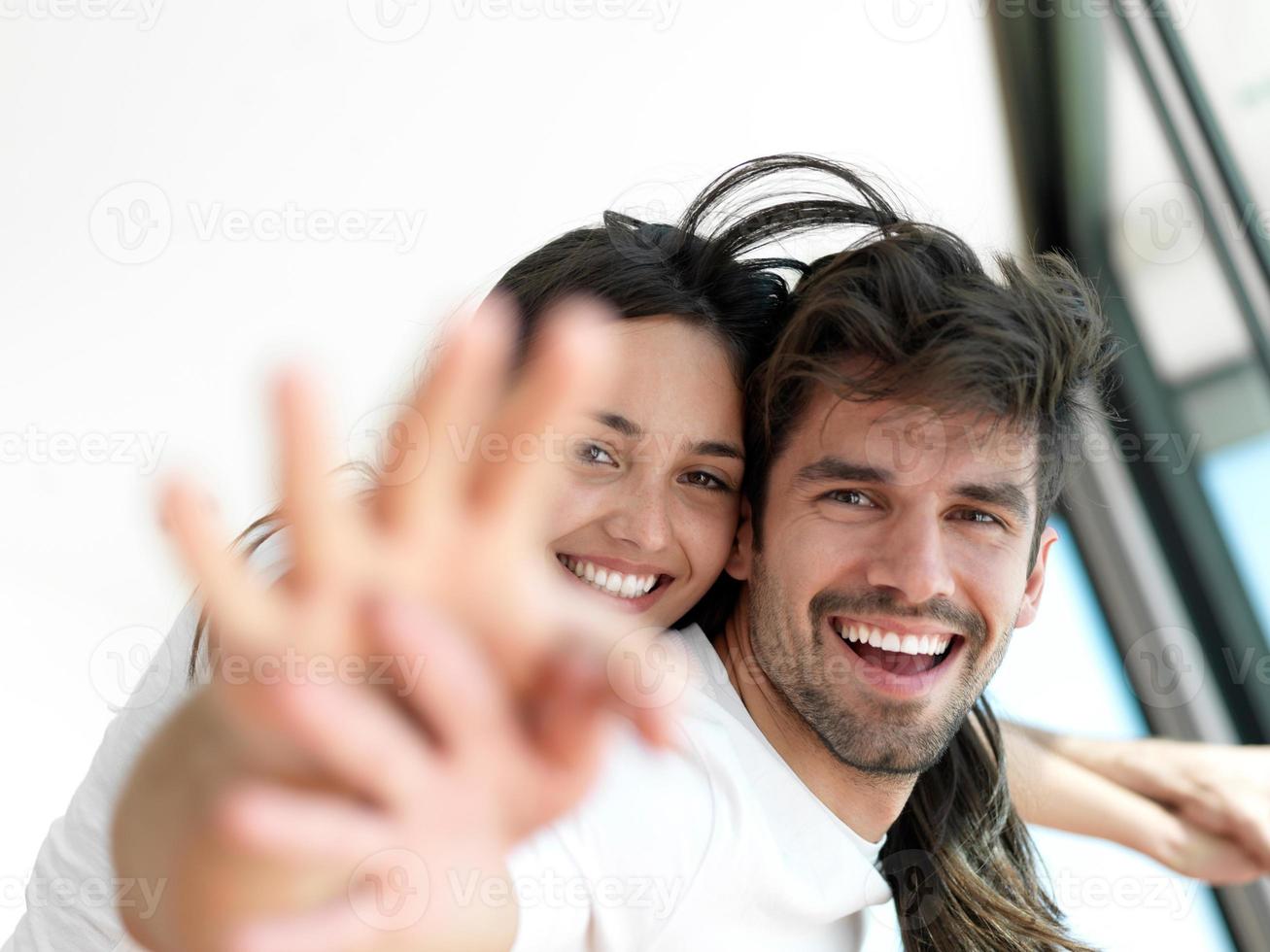 relaxed young couple at home photo