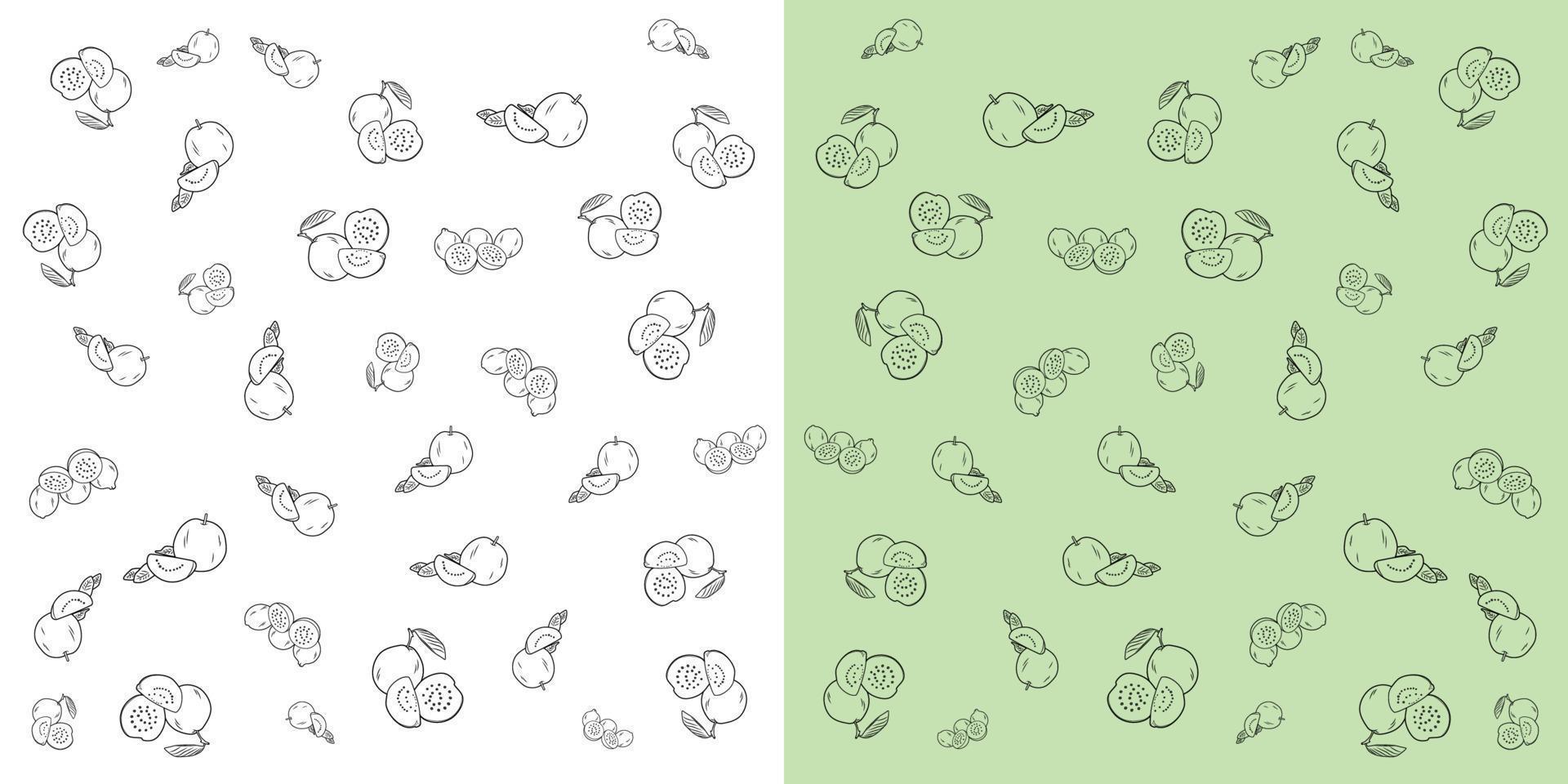 Multiple guava shapes pattern isolated on white and green background vector