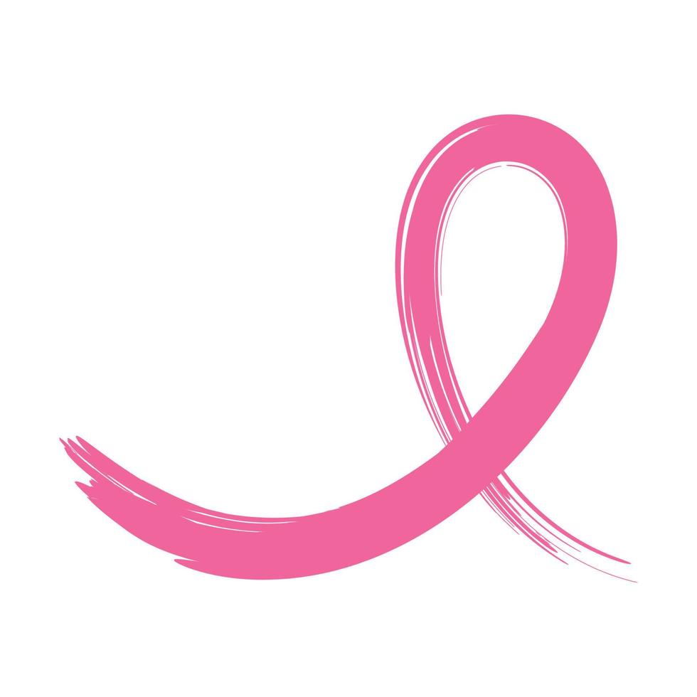 pink ribbon, breast cancer awareness symbol, isolated on white, vector illustration