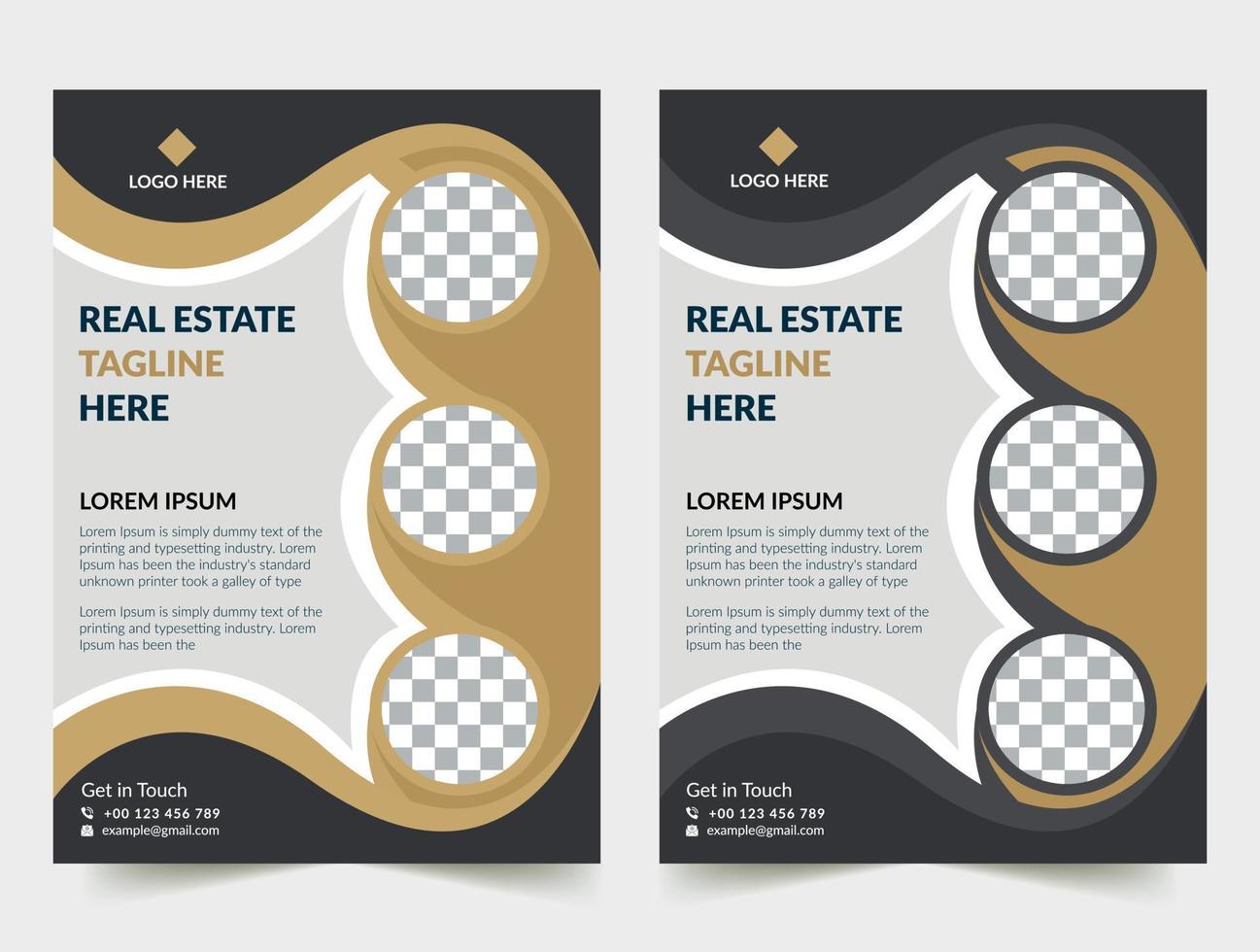 Real Estate Flyer Layout with Brown Accents. Professional sale flyer design template, corporate real estate flyer design. vector
