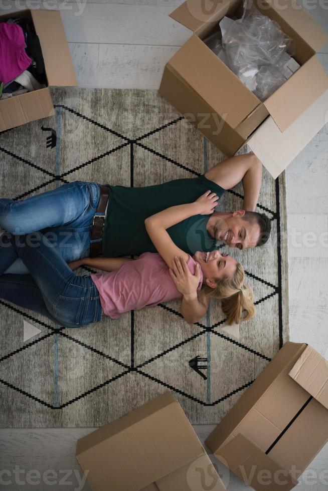 Top view of attractive young couple photo