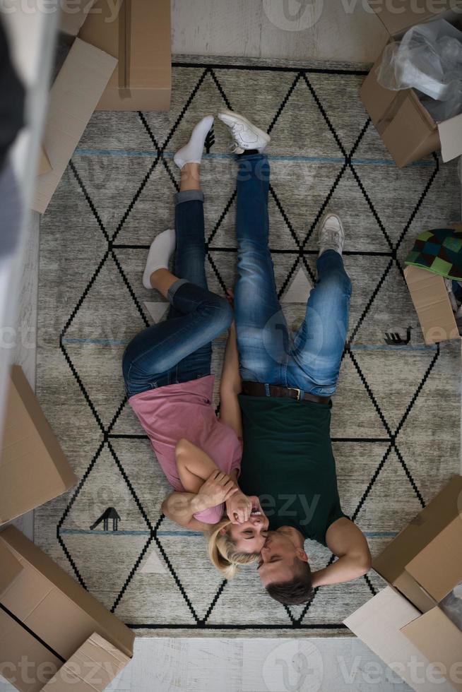 Top view of attractive young couple photo