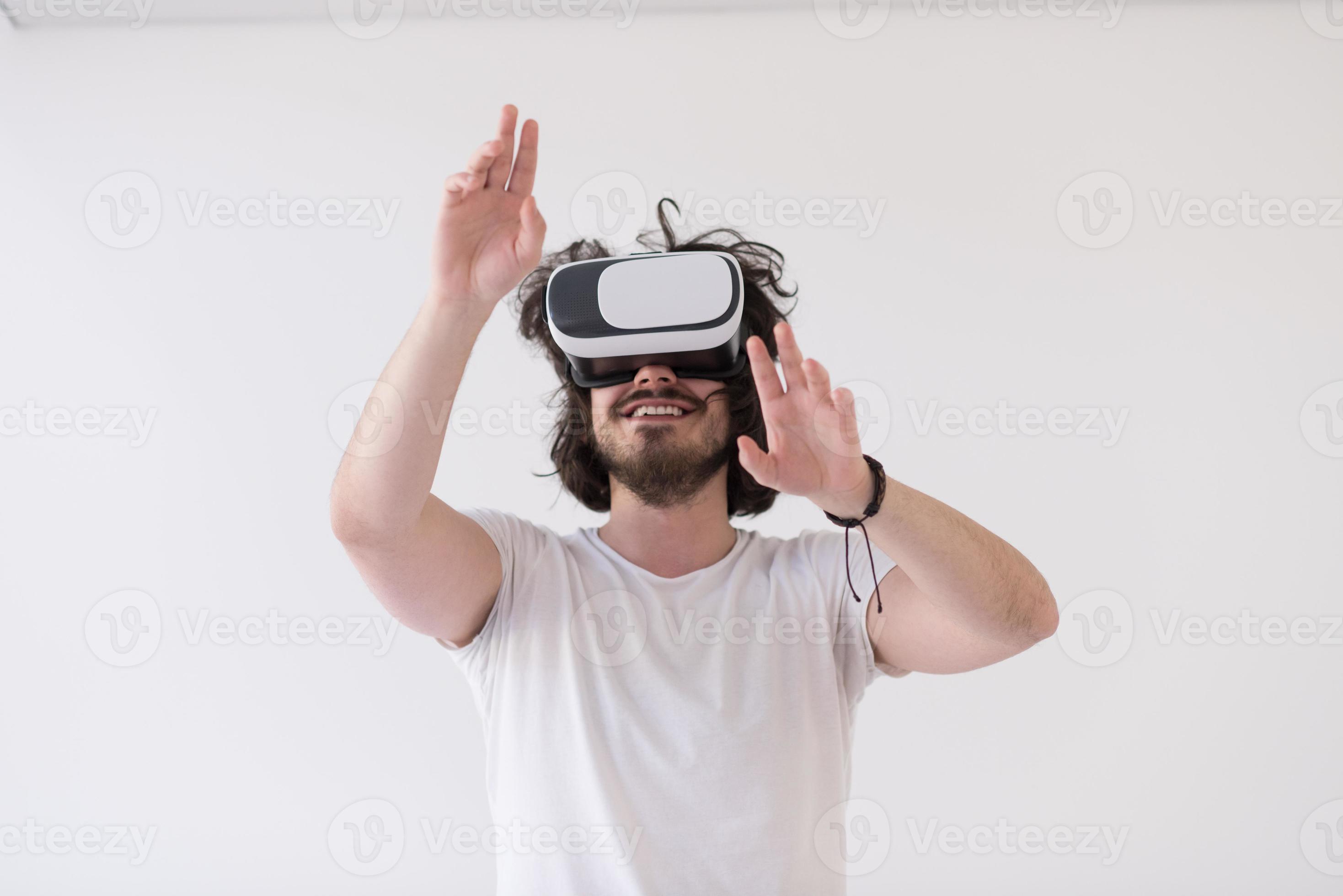 Man using headset of virtual reality 10991604 Stock Photo at Vecteezy