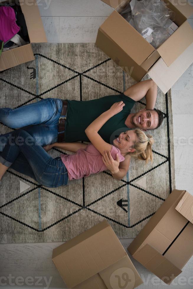 Top view of attractive young couple photo
