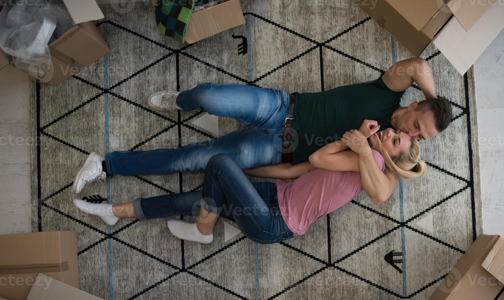 Top view of attractive young couple photo