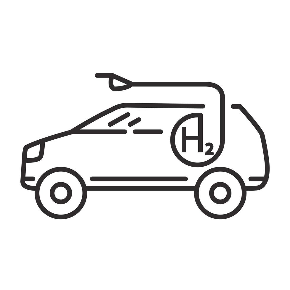 Car SUV hydrogen filling. Vehicle refueling. Outline vector isolated on white background.Vehicle side view.Symbol for a mobile application or website.