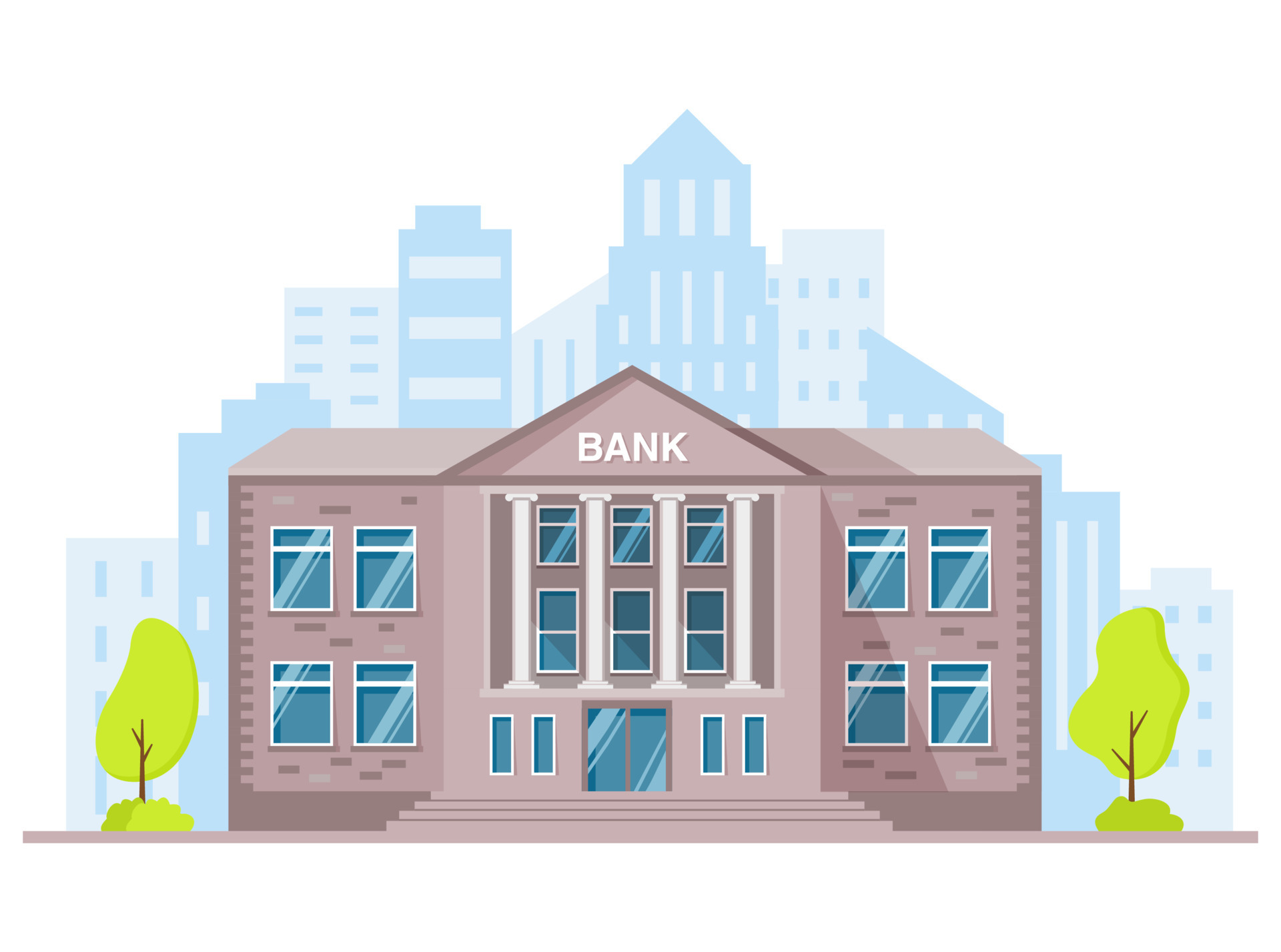 Bank building with columns.Vector illustration.Government building.Financial house.Building