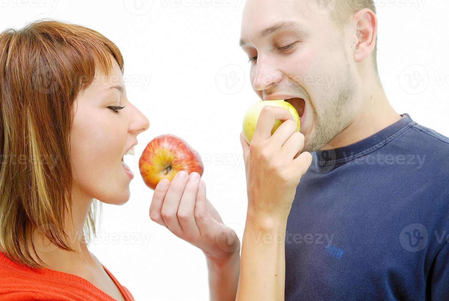 healthy couple with apple photo