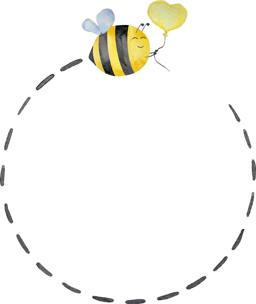 abeja linda acuarela con ruta de vuelo, miel, tema de verano. miel vector