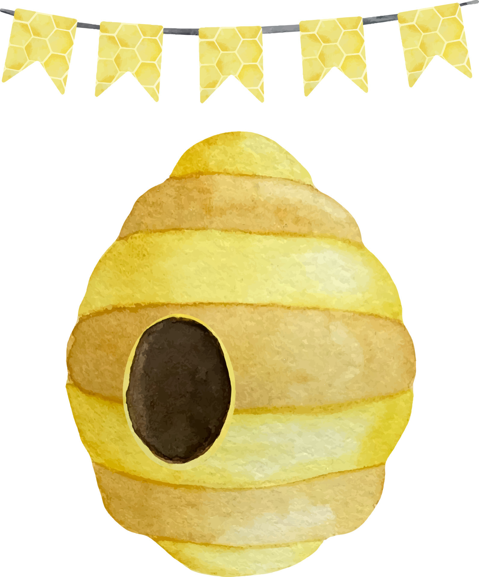 Watercolor beehive with round shaped entrance Watercolor illustrations