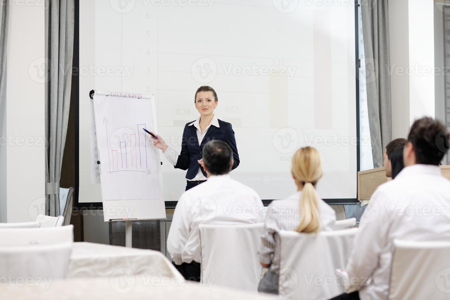 business woman giving presentation photo