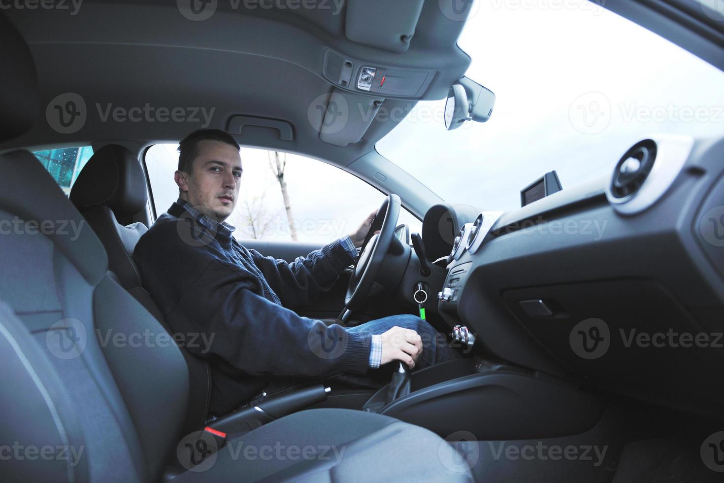 man using car navigation photo