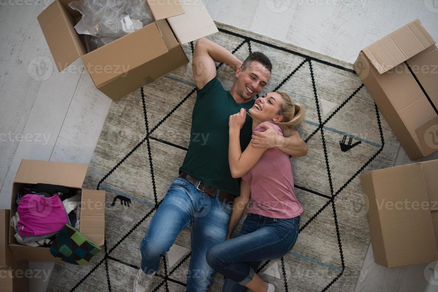 Top view of attractive young couple photo