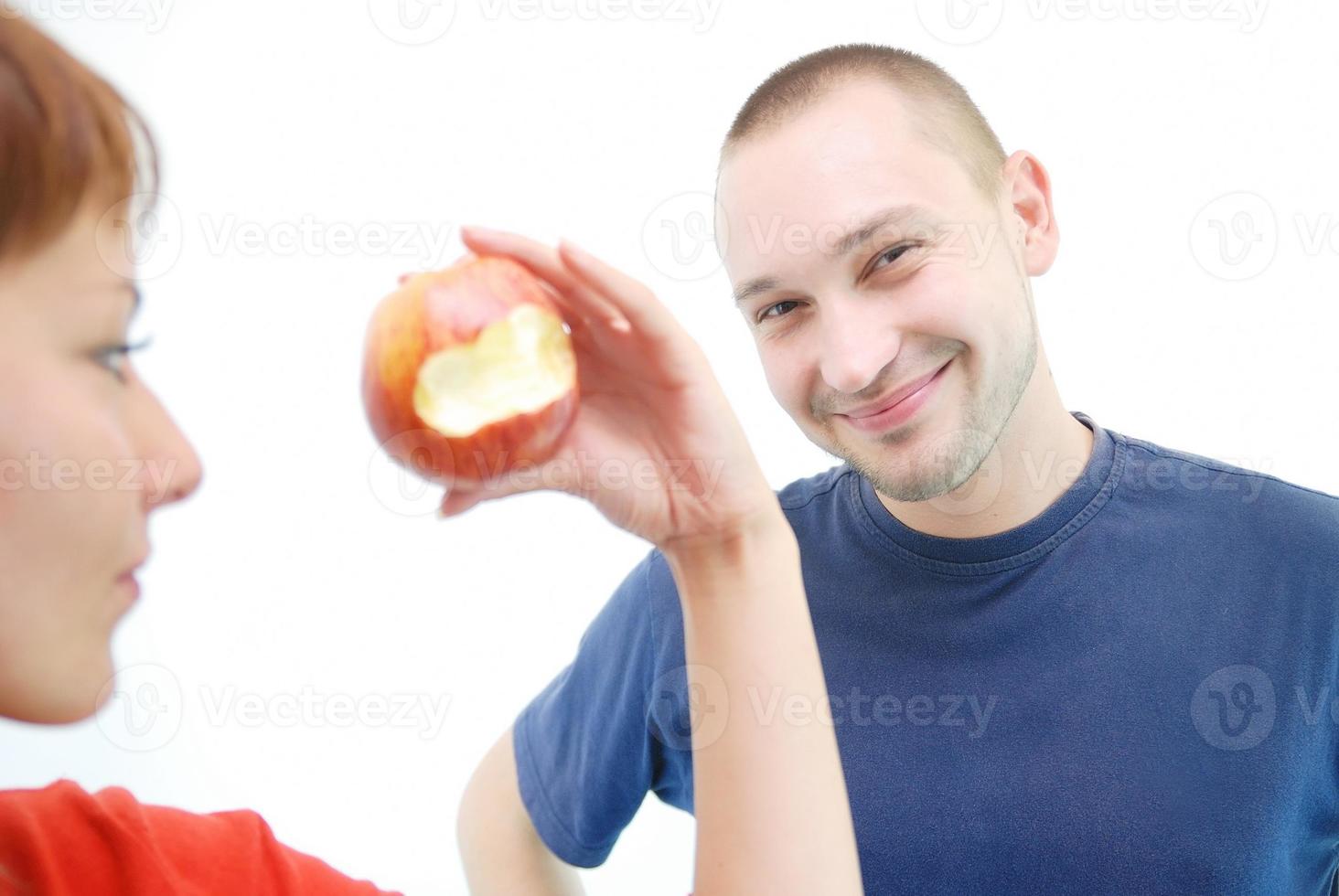 healthy couple with apple photo